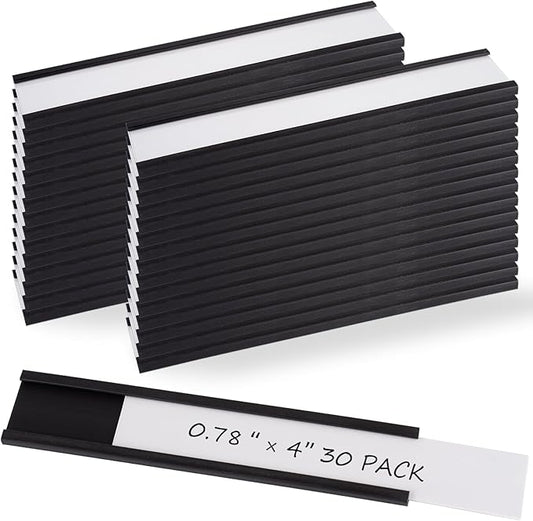 Realth C Channel Magnetic Label Holders 30 Pack 0.78" x 4"(2x10cm) - Magnetic Name Plate for Shelving, Storage Bins, Classroom, Office, Library, Supermarket