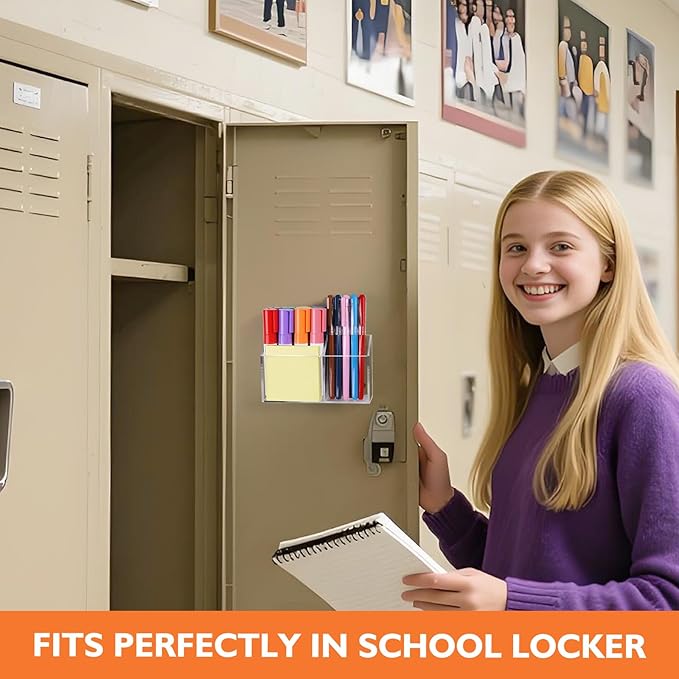 Ameceres Magnetic Pen Holder Classroom Organization Acrylic Marker Holder for Whiteboard Refrigerator Locker Accessories Pencil Dry Erase Marker Basket (2 Compartments * 1)