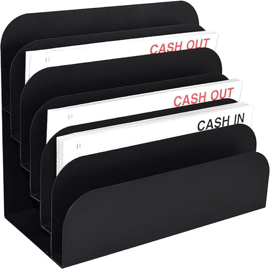 BankSupplies STEELMASTER 6 Slot File & Desk Organizer - Paper Organizer - Black Powder Coat Finish - Scratch & Chip-Resistant - Forms, Applications, Deposit Slips & Checks
