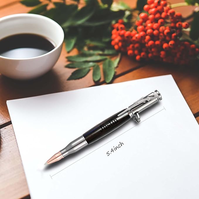 Personalized Bolt Action Pen, Free Engraved Wood Metal Ballpoint Pen with 2 Refills, Customized Pen with Name, Custom Gift for Birthday, Father's Day, Christmas (Silver-Dalbergia cultrata Benth)