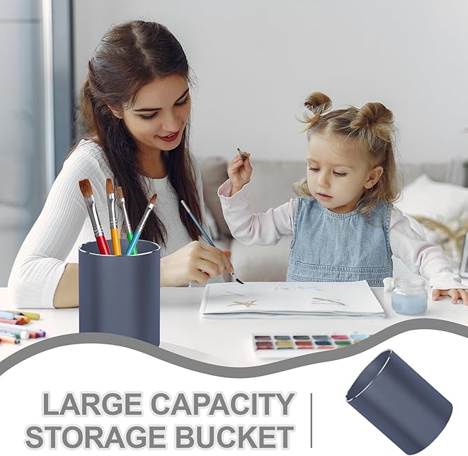 Metal Pen Holder Aluminum Pencil Holder Desktop Organizer Black for Office, School, Home 3.15 x 3.15 x 3.94 Inches-Grey