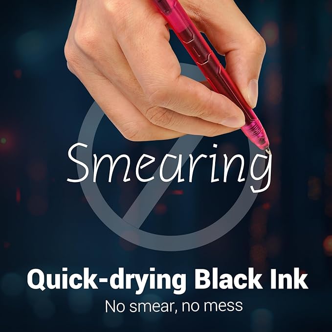 WRITECH Gel Pens Fine Point: 0.5mm Retractable Black Ink Pen 10ct Quick Dry No Smear Smooth Writing Ultra Long-lasting Ink for Journaling Mecha Up-Gel