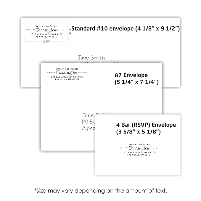 Self Inking Return Address Stamp - Custom 4 Line Personalized Address Stamp for Envelopes, Wedding Invitations, Business, Mailing Labels (Williams Curly Tails)