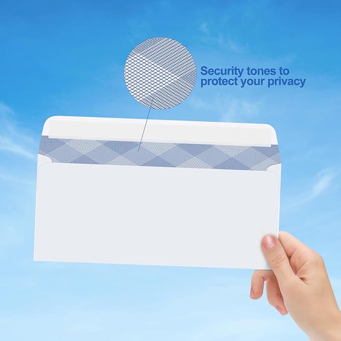 #10 Security Self-Seal Envelopes, PANDRI Windowless Business Mailing Envelopes, Security Tint Pattern for Secure Mailing, Invoices and Statements, Size 4-1/8 x 9-1/2 Inch - 24 LB - 500 Count