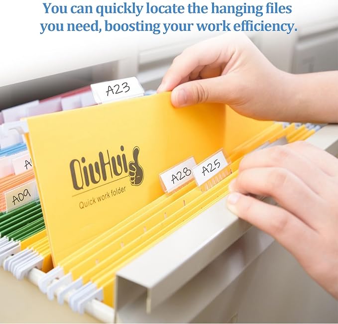 Hanging File Folder Tabs,100 Sets Hanging File Folder Labels Tabs and Inserts for Hanging Files Folders, Insertable Plastic Tabs Hanging Folder Tabs