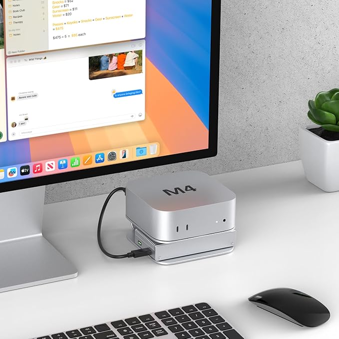 Mac mini M4 Dock Stand, Aluminum Desktop Stand Mount for New Mac mini M4 and M4 Pro, Improved Cooling, Easy Power Button Access & Desk Organization – Essential Mac mini M4 Accessories