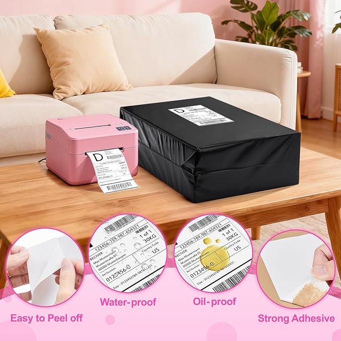 Metronic Poly mailers 14.5x19'' 100pcs with 4x6 Thermal Labels 100 Labels, Strong Adhensive Shipping Bags for Clothing,Waterproof Shipping Envelopes Mailing Bags for Small Business,Black