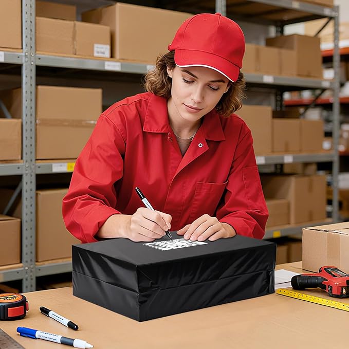 Metronic Poly mailers 14.5x19'' 500pcs with 4x6 Thermal Labels 500 Labels Bulk, Strong Adhensive Shipping Bags for Clothing,Waterproof Shipping Envelopes Mailing Bags for Small Business,Black