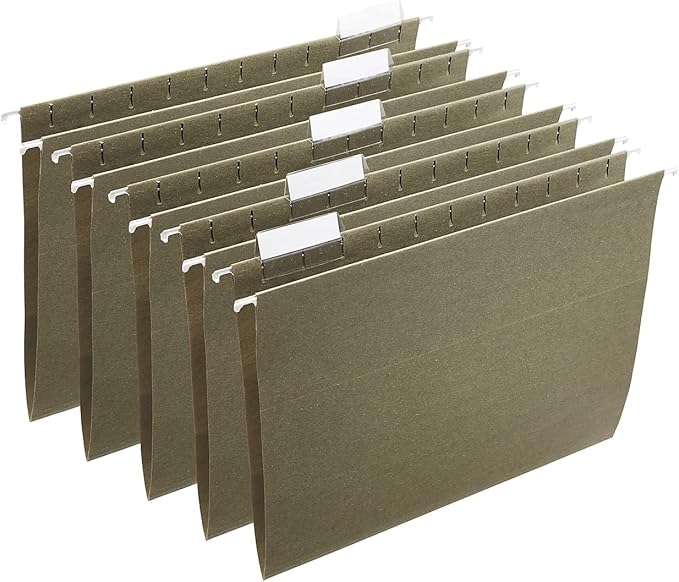 Staples TRU RED 179494 Hanging File Folders 5-Tab Letter Size Standard Green 250/BX