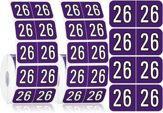 Teling 1000 Pieces 2026 Year Stickers File Folder Year Labels Rectangle Coded Colored Stickers Self Adhesive End Labels Office Supplies, 2 Roll, 3/4" x 1-1/2"(Purple)