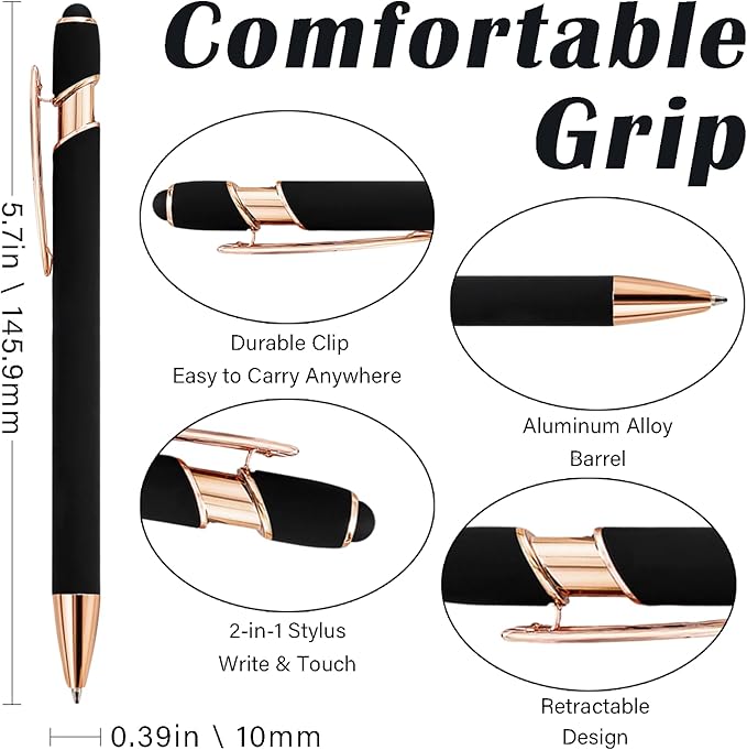 Custom Pens Personalized Bulk with Multiple Colors,Double-Sided Customized Pens with Text,Logo & Stylus,Fine Point Smooth Writing Engraved Mental,Ideal for Business Promotions,Students,Christian