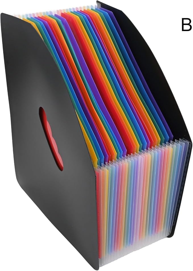 Self Standing Desktop Expanding File Organizer With 13 Pockets And 24 Colorful Labels For A4 Paper, Portable Accordion File Holder For Office And Home Use(B)