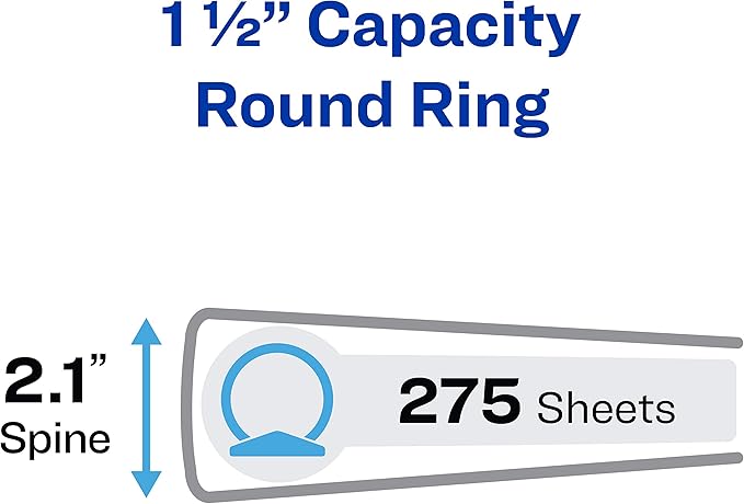 Avery Economy View 3 Ring Binders, 1.5" Round Rings, 4 Black Binders (19204)