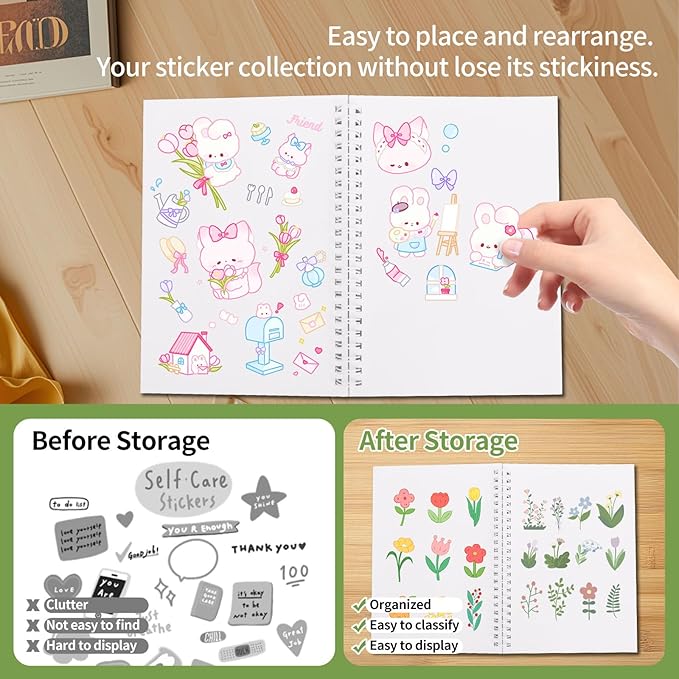 Whale Blank Sticker Collecting Journal Cute Animal Gift 2PCS Stickers Organizer Storage Book Reusable Stickers Organizer Notebook 50+50 Sheets Blank Release Paper (2pcssticker-whale)