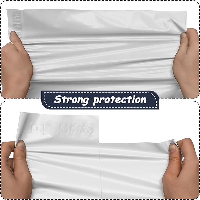 White Poly Mailers 10x13 Inch 200 Pcs, Strong Adhesive Shipping Bags for Clothing, Self-Sealing and Waterproof Mailing Envelopes, Privacy Protected Mailer Bags for Small Business