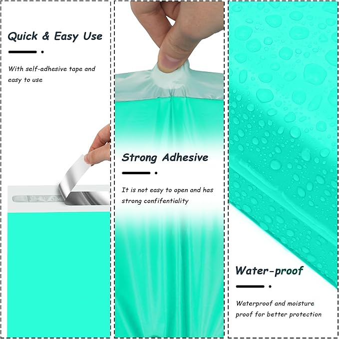Teal Poly Mailers 6x9 Inch 100 Pcs, Strong Adhesive Shipping Bags for Clothing, Self-Sealing and Waterproof Mailing Envelopes, Privacy Protected Mailer Bags for Small Business