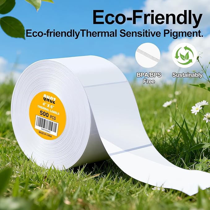 Qncz 500 Pcs 4x6 Thermal Labels - 500 Pcs Thermal Printer Paper,Compatible with Rollo & Zebra Label Printers,Commercial-Grade Thermal Paper,Mailing Sticker Labels