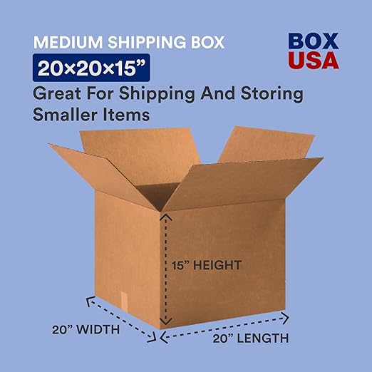 BOX USA Moving Boxes Large 20"L x 20"W x 15"H 12-Pack - Corrugated Cardboard Box for Shipping, Mailing, Packing, Packaging and Storage 20x20x15