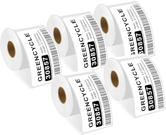 GREENCYCLE 5 Roll (250 Labels/Roll) Visitor Name Tag Badge Labels DYMO 30857 (2-1/4" x 4") Direct Thermal Labels Compatible for LabelWriter 450, 4XL, Rollo Zebra Desktop Printers [NOT Fit 550 5XL]