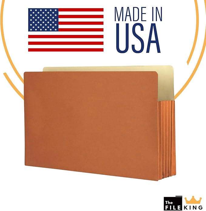 The File King Expanding Accordion File Folder - Legal Size | 3.5" Expansion - Carton of 50 | Store and Organize Papers | Keep Records in One Place | Save Time Searching