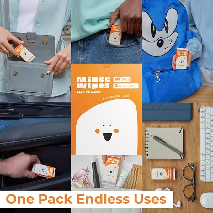 Impossibly Compact Travel Wipes - 99.5% Water - Safe for Sensitive Skin & Hypoallergenic, Resealable, Thick & Durable - For Adults, Kids & Baby Care - Unscented, 30 Pack Total 180 Wipes