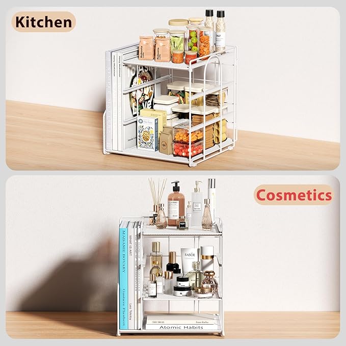 White Desk Organizer and Accessories, 4-Tier Paper Organizer for Desk, Office Accessories & Workspace Organizers and Desktop Storage for Office Supplies (White)