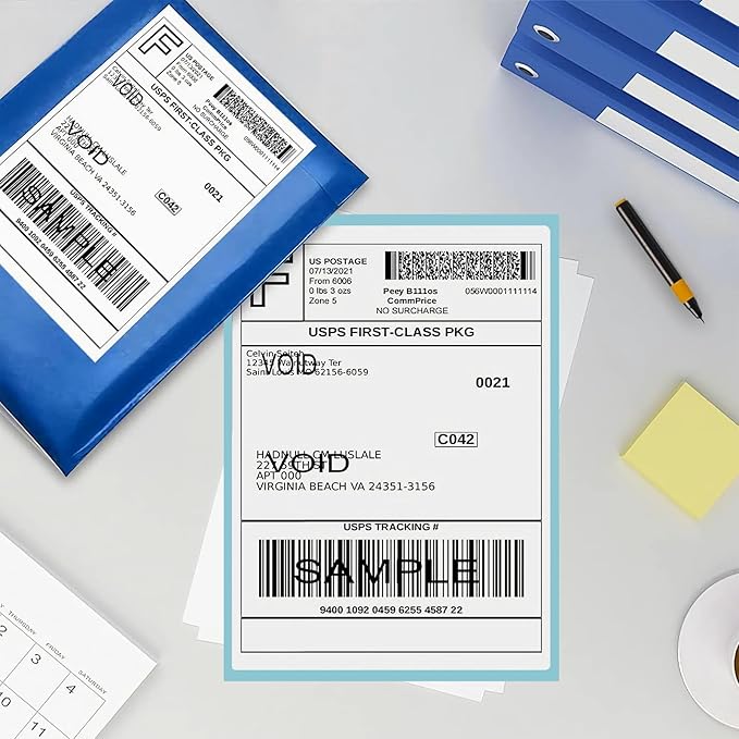 Thermal Labels 4x6 Roll - 500 Labels, Industrial Labels Direct Thermal Perforated Postage Shipping Label for Rollo, Zebra, MUNBYN and Polono Thermal Printer (NOT for DYMO)
