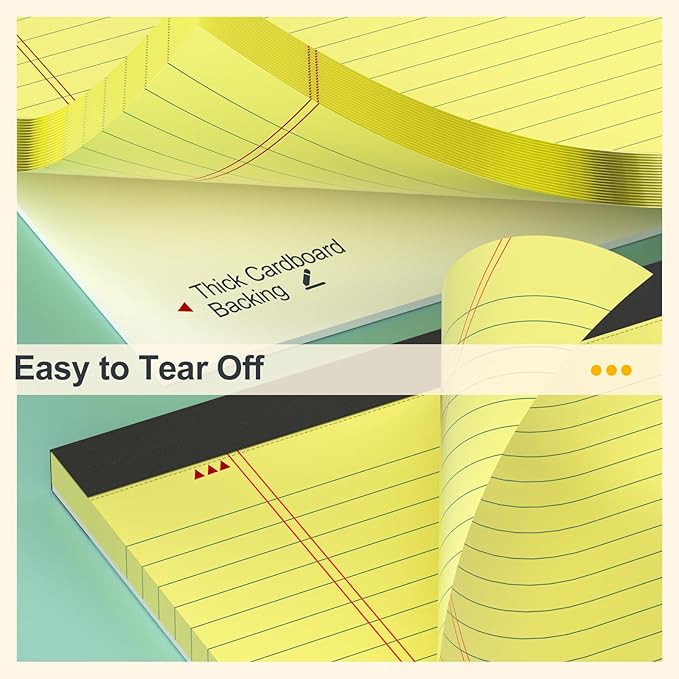 Yellow Legal Pads 8.5×11 Paper Tablets, College Ruled Yellow Writing Pads 3 Pack Note Pads 8.5"x11" 30 Sheets/60 Pages, Sturdy Backing – Lined Notepad Ideal for Students, Office, and Business Use