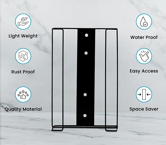 Alpine Glove Holder for Wall Mount Latex Gloves - Wire Box Dispenser for Disposable Gloves, Tissues, Masks, Wipes & More - Fits 4 Boxes (Black)