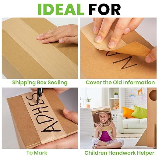 ADHES Water Activated Tape 2" x 55yds, 3 Rolls, Reinforced Kraft Gummed Paper Tape, Eco-Friendly, Strong Adhesive Shipping Tape for Packing, Shipping, Moving