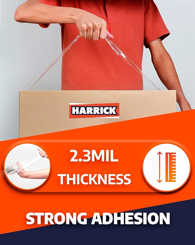 6 Pack Packing Tape Rolls 1.88 Inch - Strong & Durable Rolls of Tape - Packing Tape Roll for Shipping Boxes - Ergonomic Tape Gun Refill - 327 Yards