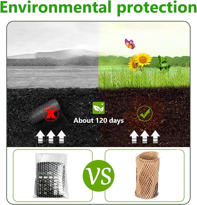 Honeycomb Packing Paper,12" W x 100' L Packing Paper for Moving,Products & Gifts Honeycomb Wrapping Paper,Recyclable and Biodegradable Cushioning Packing Material with 10 Fragile Sticker Labels