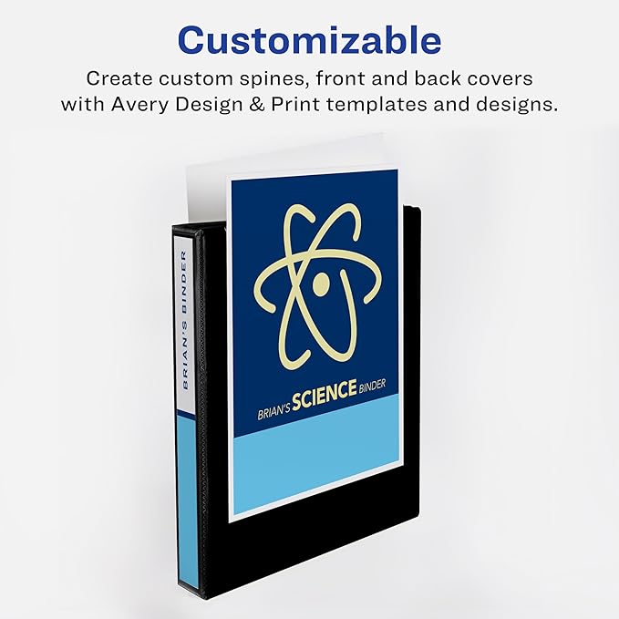 Avery Economy View 3 Ring Binders, Homeschool Supplies, Home Organization, 1" Round Rings, 4 Black Binders (05710)