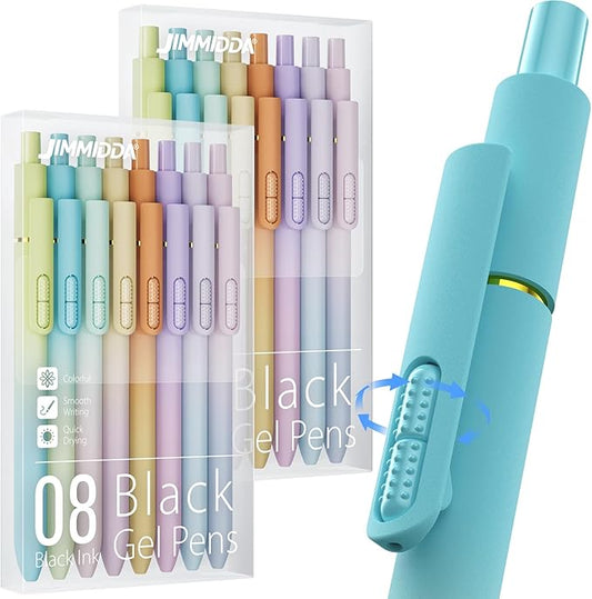 16Pcs Black Gel Pens - 0.7mm Medium Point Black Ink Pens | Smooth Writing - Quick Drying Retractable Pen for Men Women (Gradient - 16Pcs)