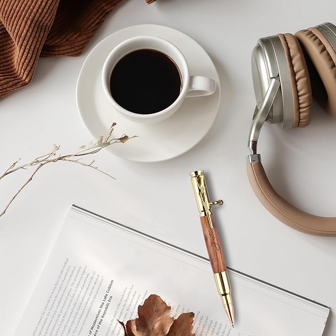 Personalized Bolt Action Pen, Free Engraved Wood Metal Ballpoint Pen with 2 Refills, Customized Pen with Name, Custom Gift for Birthday, Father's Day, Christmas