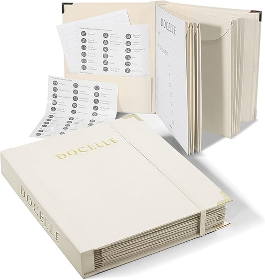 Important Document Organizer with Labels Expanding File Folder Storage Binders for Important Papers, Birth Certificates, Passports and Letters