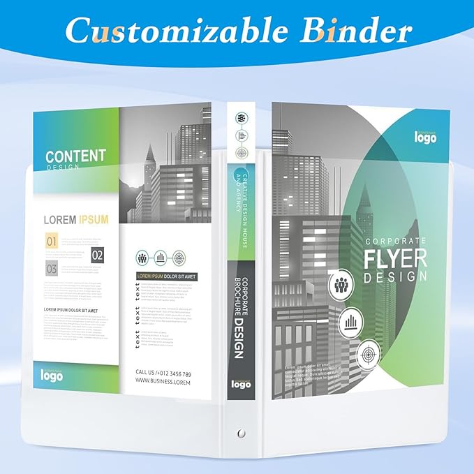 2'' 3 Ring Binder, Standard 2-inch Round Ring Binder Fit Letter Size Paper, Presentation View Binders, White, 6-Pack