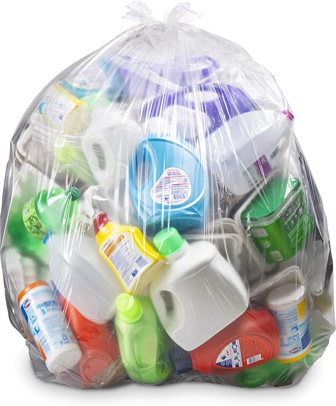 Veska 55-60 Gallon Trash Bags, Large Clear Garbage Bags,150 Bags Bulk Can Liners Perfect for Office, Waste, and Storage Use, Recycling, Yard Waste, and Leaf Collection, Rollaway Bin Liners