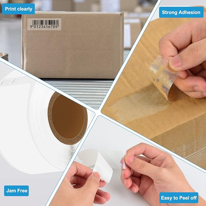 NineLeaf 6 Roll (780 Labels) Compatible for Dymo 30254 (1-1/8" x 3-1/2") Clear Address Mailing Barcode Shipping Labels for Labelwriter 450 4XL Zebra Desktop Printers [NOT FIT 550 & 5XL]