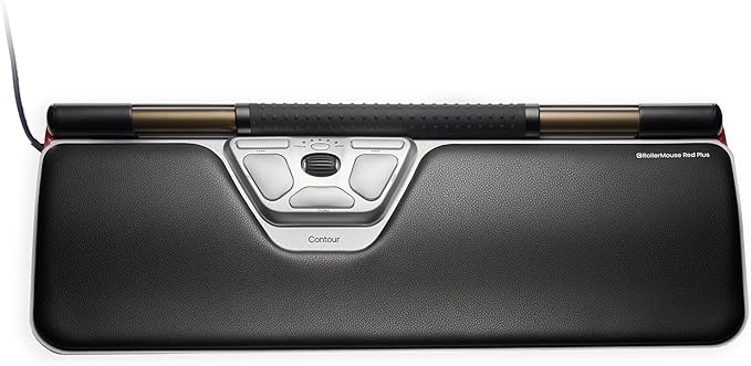 Contour RollerMouse Red Ergonomic Mouse for Shoulder Forearm Wrist Strain Relief for RSI Carpal Tunnel Centered Rollerbar 6 Customizable Buttons 10 Speed Settings Mac/PC Compatible - Wired - Plus