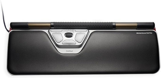 Contour RollerMouse Red Ergonomic Mouse for Shoulder Forearm Wrist Strain Relief for RSI Carpal Tunnel Centered Rollerbar 6 Customizable Buttons 10 Speed Settings Mac/PC Compatible - Wired - Plus