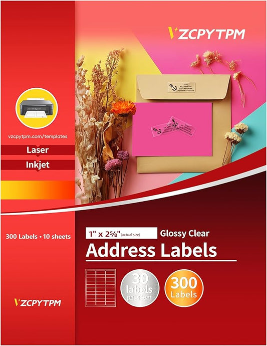 Printable Address Labels 1" x 2-5/8",300 Total (30 per Sheet),Personalized Return Address,Mailing Labels,Custom Stickers for Envelopes & Packages