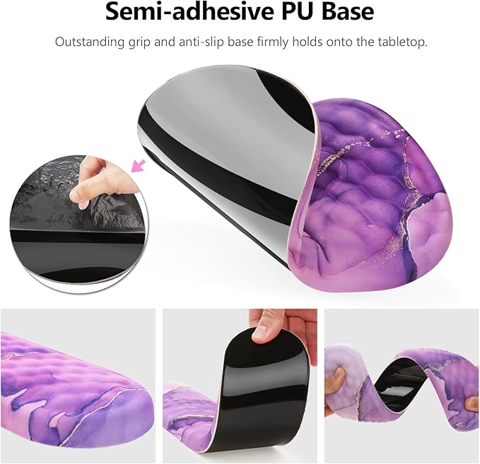 Mouse Pad Wrist Support, Laokiiy 2 in1 Keyboard Wrist Rest+ Ergonomic Mouse Pad, Non-Slip Wrist Rest for Computer Keyboard, Made Easy Typing & Relieve Wrist Pain(Amethyst Purple Marble)