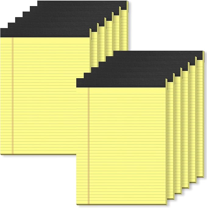 Yellow Legal Pads 8.5 x 11 College Ruled - 12 Pack Yellow Paper Tablets 8 1/2 x 11 Note Pads - Perforated Yellow Pads 8.5 x 11 Double-Size Printing Notepad 30 Sheets each Note Pad for Office School