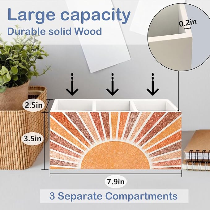 SNNDER Boho Office Desk Accessories, Retro Boho Sun Sunshine Sunrise Sunset Pen Pencil Holder Organizer for Home Office Desk Accessories
