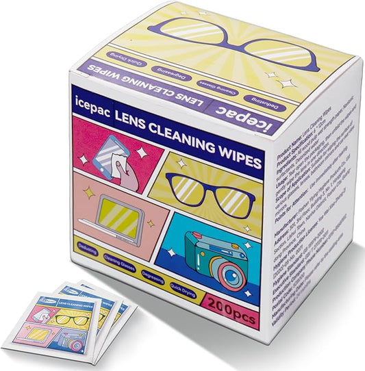 200 Pcs Cleaning Wipes for Glasses,Pre-Moistened Lens Cleaning Wipes, Computer & Laptops Screens, Smart Phones, Optical Lens, Goggles, and Watch Screen l Quick-Dry and Scratch-Free