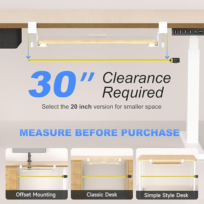 suptek Keyboard Tray Under Desk Pull Out with C Clamp Mount, Computer Keyboard & Mouse Tray, 25.6 (30 Including Clamps) x 11.8 inch Slide-Out Platform Computer Drawer for Typing, Light Wood, DSF1QM