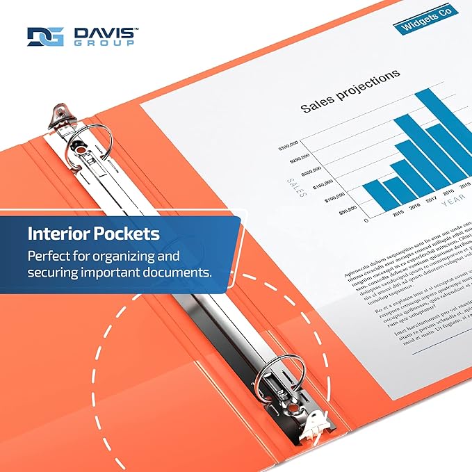Easyview Premium 3-Ring Binders with Clear-View Covers and Round Rings, Binders for School or Office, 1 Inch, Pack of 6, Orange