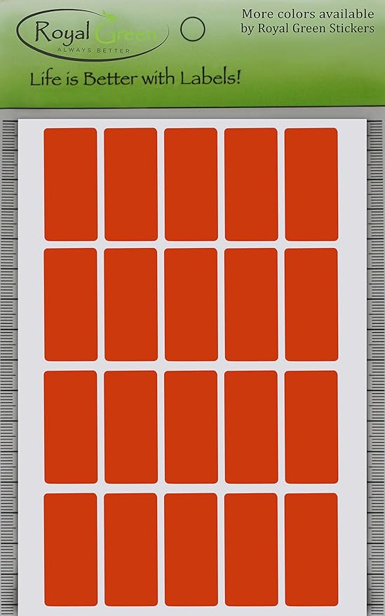 Royal Green Rectangle Color-Coding Labels 1.57 inch x 0.75 inch Orange (40mm x 19mm) - 2000 Pack
