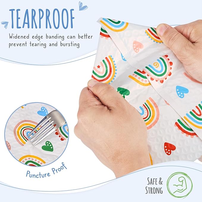Metronic Bubble Mailers 6x10" 50 Pack Usable Size 6x9,Waterproof Mailing Padded Envelopes for Small Business,Cushioning Bubble Wrap Mailer Bags,Shipping Envelopes for Gift,Small Items Rainbow